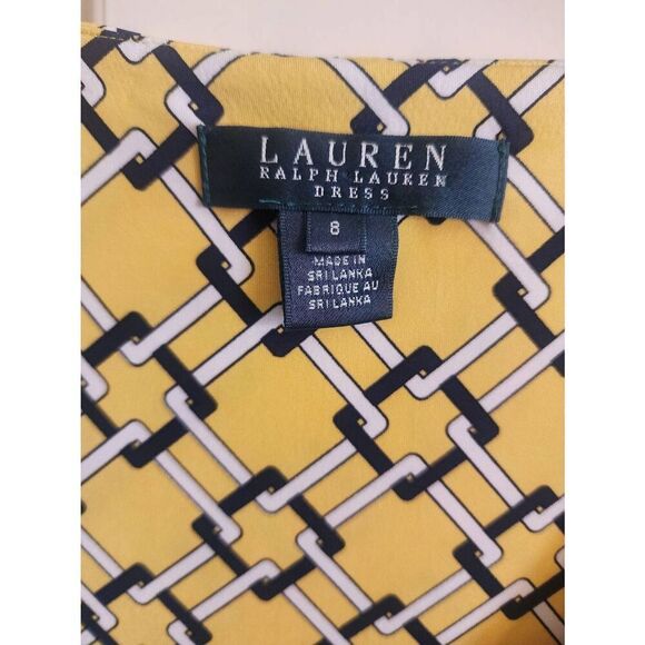 Ralph Lauren Lauren yellow link wrap style dress size 8 yellow and black - Picture 4 of 8